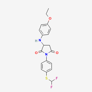 molecular formula C19H18F2N2O3S B2525359 1-(4-((Difluoromethyl)thio)phenyl)-3-((4-ethoxyphenyl)amino)pyrrolidine-2,5-dione CAS No. 1009675-11-9