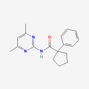 molecular formula C18H21N3O B2525363 N-(4,6-二甲基嘧啶-2-基)(苯基环戊基)甲酰胺 CAS No. 1023534-77-1