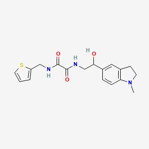 molecular formula C18H21N3O3S B2525367 N1-(2-hydroxy-2-(1-methylindolin-5-yl)ethyl)-N2-(thiophen-2-ylmethyl)oxalamide CAS No. 1706124-44-8