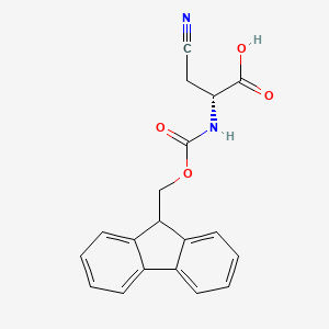 molecular formula C19H16N2O4 B2525371 (R)-2-((((9H-Fluoren-9-yl)methoxy)carbonyl)amino)-3-cyanopropanoic acid CAS No. 1820575-73-2