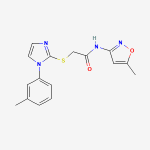 molecular formula C16H16N4O2S B2525380 N-(5-methylisoxazol-3-yl)-2-{[1-(3-methylphenyl)-1H-imidazol-2-yl]thio}acetamide CAS No. 851131-20-9