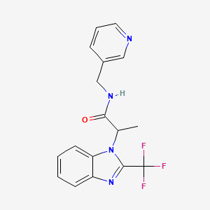 molecular formula C17H15F3N4O B2525402 N-(3-pyridinylmethyl)-2-[2-(trifluoromethyl)-1H-1,3-benzimidazol-1-yl]propanamide CAS No. 478080-06-7