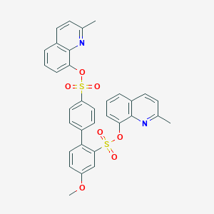 molecular formula C33H26N2O7S2 B2525415 2,4'-联(2-甲基喹啉-8-基) 4-甲氧基-[1,1'-联苯]-2,4'-二磺酸盐 CAS No. 2361882-33-7