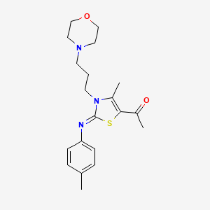 molecular formula C20H27N3O2S B2525419 1-[4-Methyl-2-(4-methylphenyl)imino-3-(3-morpholin-4-ylpropyl)-1,3-thiazol-5-yl]ethanone CAS No. 898606-17-2