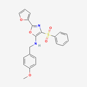 molecular formula C21H18N2O5S B2525436 2-(furan-2-yl)-N-(4-methoxybenzyl)-4-(phenylsulfonyl)oxazol-5-amine CAS No. 862793-25-7