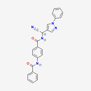 molecular formula C25H19N5O2 B2525454 4-benzamido-N-[cyano(1-phenyl-1H-pyrazol-4-yl)methyl]benzamide CAS No. 1423805-44-0