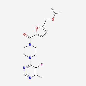 molecular formula C18H23FN4O3 B2525459 [4-(5-Fluoro-6-methylpyrimidin-4-yl)piperazin-1-yl]-[5-(propan-2-yloxymethyl)furan-2-yl]methanone CAS No. 2380086-30-4
