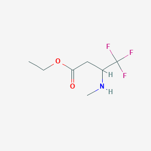 molecular formula C7H12F3NO2 B2525460 4,4,4-Trifluoro-3-(metilamino)butanoato de etilo CAS No. 129612-47-1