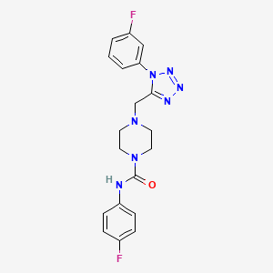 molecular formula C19H19F2N7O B2525467 N-(4-fluorophenyl)-4-((1-(3-fluorophenyl)-1H-tetrazol-5-yl)methyl)piperazine-1-carboxamide CAS No. 1021254-36-3