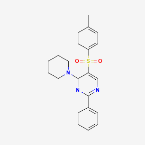 molecular formula C22H23N3O2S B2525476 4-Methylphenyl 2-phenyl-4-piperidino-5-pyrimidinyl sulfone CAS No. 478080-87-4