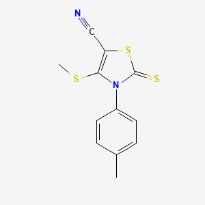 molecular formula C12H10N2S3 B2525480 3-(4-Methylphenyl)-4-(methylsulfanyl)-2-thioxo-2,3-dihydro-1,3-thiazole-5-carbonitrile CAS No. 478261-56-2