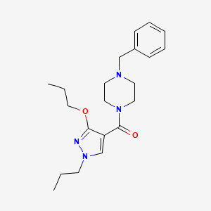 molecular formula C21H30N4O2 B2525490 1-bencil-4-(3-propoxi-1-propil-1H-pirazol-4-carbonil)piperazina CAS No. 1014091-25-8