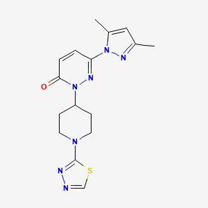 molecular formula C16H19N7OS B2525491 6-(3,5-Dimethylpyrazol-1-yl)-2-[1-(1,3,4-thiadiazol-2-yl)piperidin-4-yl]pyridazin-3-one CAS No. 2379971-33-0