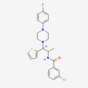 molecular formula C24H25ClFN3OS B2525501 3-氯-N-{1-[4-(4-氟苯基)哌嗪-1-基]-1-(噻吩-2-基)丙烷-2-基}苯甲酰胺 CAS No. 1321788-63-9