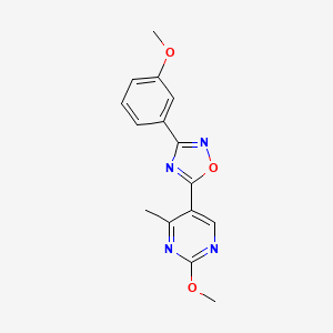 molecular formula C15H14N4O3 B2525509 5-(2-Methoxy-4-methylpyrimidin-5-yl)-3-(3-methoxyphenyl)-1,2,4-oxadiazole CAS No. 2034330-20-4
