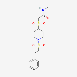 molecular formula C16H24N2O5S2 B2525533 N-methyl-2-((1-(phenethylsulfonyl)piperidin-4-yl)sulfonyl)acetamide CAS No. 1448136-32-0