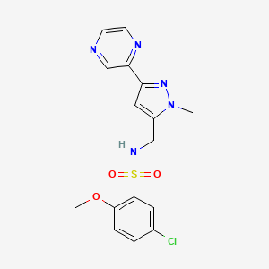 5-chloro-2-methoxy-N-((1-methyl-3-(pyrazin-2-yl)-1H-pyrazol-5-yl)methyl)benzenesulfonamide