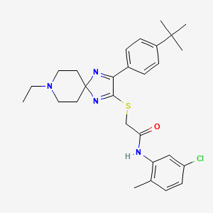 molecular formula C28H35ClN4OS B2525536 2-{[3-(4-tert-butylphenyl)-8-ethyl-1,4,8-triazaspiro[4.5]deca-1,3-dien-2-yl]sulfanyl}-N-(5-chloro-2-methylphenyl)acetamide CAS No. 1189478-10-1