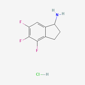 molecular formula C9H9ClF3N B2525540 4,5,6-三氟-2,3-二氢-1H-茚-1-胺；盐酸盐 CAS No. 2445792-19-6