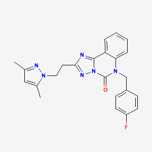 molecular formula C23H21FN6O B2525543 2-[2-(3,5-Dimethylpyrazol-1-yl)ethyl]-6-[(4-fluorophenyl)methyl]-[1,2,4]triazolo[1,5-c]quinazolin-5-one CAS No. 957634-26-3