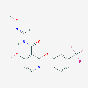 molecular formula C16H14F3N3O4 B2525545 4-甲氧基-N-[(甲氧基亚氨基)甲基]-2-[3-(三氟甲基)苯氧基]烟酰胺 CAS No. 478262-38-3