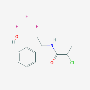 molecular formula C13H15ClF3NO2 B2525550 2-Chloro-N-(4,4,4-trifluoro-3-hydroxy-3-phenylbutyl)propanamide CAS No. 2411242-93-6