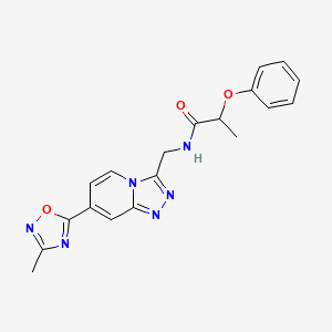 molecular formula C19H18N6O3 B2525559 N-((7-(3-methyl-1,2,4-oxadiazol-5-yl)-[1,2,4]triazolo[4,3-a]pyridin-3-yl)methyl)-2-phenoxypropanamide CAS No. 2034414-48-5