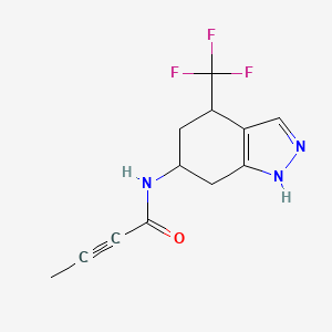 molecular formula C12H12F3N3O B2525564 N-[4-(Trifluoromethyl)-4,5,6,7-tetrahydro-1H-indazol-6-yl]but-2-ynamide CAS No. 2411299-20-0