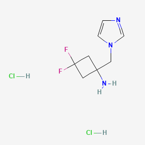 molecular formula C8H13Cl2F2N3 B2525569 3,3-Difluoro-1-(imidazol-1-ylmethyl)cyclobutan-1-amine;dihydrochloride CAS No. 2247106-78-9