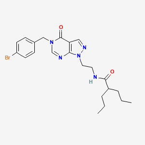 molecular formula C22H28BrN5O2 B2525637 N-(2-(5-(4-bromobenzyl)-4-oxo-4,5-dihydro-1H-pyrazolo[3,4-d]pyrimidin-1-yl)ethyl)-2-propylpentanamide CAS No. 921912-77-8