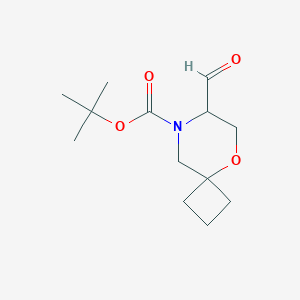 molecular formula C13H21NO4 B2525652 Tert-butyl 7-formyl-5-oxa-8-azaspiro[3.5]nonane-8-carboxylate CAS No. 2567496-92-6