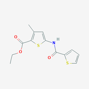 molecular formula C13H13NO3S2 B2525653 Ethyl 3-methyl-5-(thiophene-2-carboxamido)thiophene-2-carboxylate CAS No. 380451-48-9