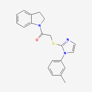 molecular formula C20H19N3OS B2525655 1-(indolin-1-yl)-2-((1-(m-tolyl)-1H-imidazol-2-yl)thio)ethanone CAS No. 851130-91-1