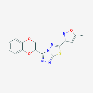 molecular formula C15H11N5O3S B252570 3-(2,3-Dihydro-1,4-benzodioxin-2-yl)-6-(5-methyl-3-isoxazolyl)[1,2,4]triazolo[3,4-b][1,3,4]thiadiazole 
