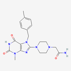 molecular formula C20H25N7O3 B2525707 2-(4-(3-methyl-7-(4-methylbenzyl)-2,6-dioxo-2,3,6,7-tetrahydro-1H-purin-8-yl)piperazin-1-yl)acetamide CAS No. 898463-64-4