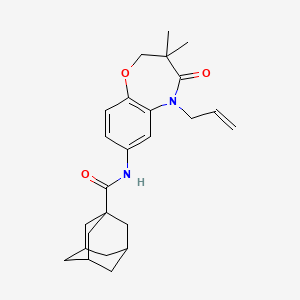 molecular formula C25H32N2O3 B2525733 (3r,5r,7r)-N-(5-烯丙基-3,3-二甲基-4-氧代-2,3,4,5-四氢苯并[b][1,4]恶杂环庚-7-基)金刚烷-1-甲酰胺 CAS No. 921561-22-0