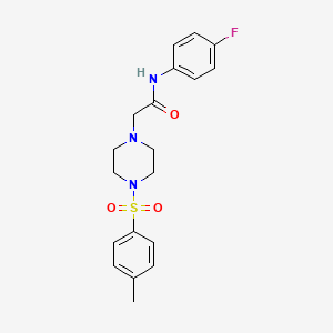 molecular formula C19H22FN3O3S B2525734 N-(4-氟苯基)-2-[4-(4-甲苯磺酰基哌嗪-1-基)乙酰胺 CAS No. 701926-99-0