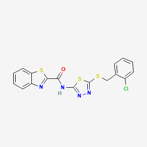 molecular formula C17H11ClN4OS3 B2525781 N-(5-((2-chlorobenzyl)thio)-1,3,4-thiadiazol-2-yl)benzo[d]thiazole-2-carboxamide CAS No. 1351591-33-7