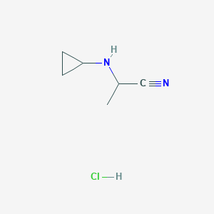 molecular formula C6H11ClN2 B2525785 2-(Cyclopropylamino)propanenitrile hydrochloride CAS No. 1955507-41-1