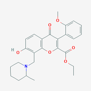 ethyl 7-hydroxy-3-(2-methoxyphenyl)-8-[(2-methylpiperidin-1-yl)methyl]-4-oxo-4H-chromene-2-carboxylate