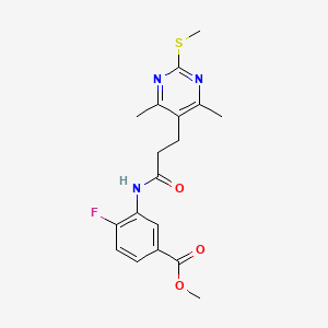 Methyl 3-{3-[4,6-dimethyl-2-(methylsulfanyl)pyrimidin-5-yl]propanamido}-4-fluorobenzoate