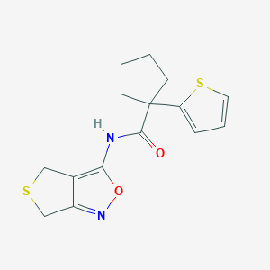 molecular formula C15H16N2O2S2 B2525815 N-(4,6-dihydrothieno[3,4-c]isoxazol-3-yl)-1-(thiophen-2-yl)cyclopentanecarboxamide CAS No. 1207029-81-9