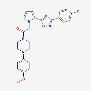 molecular formula C25H24FN5O3 B2525817 1-({2-[3-(4-fluorophenyl)-1,2,4-oxadiazol-5-yl]-1H-pyrrol-1-yl}acetyl)-4-(4-methoxyphenyl)piperazine CAS No. 1260985-05-4