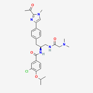 molecular formula C29H36ClN5O4 B2525819 N-[(2S)-1-[4-(2-乙酰-1-甲基咪唑-4-基)苯基]-3-[[2-(二甲基氨基)乙酰]氨基]丙烷-2-基]-3-氯-4-丙烷-2-氧基苯甲酰胺 CAS No. 2070009-55-9