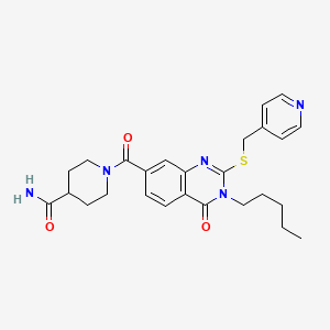 1-(4-oxo-3-pentyl-2-{[(pyridin-4-yl)methyl]sulfanyl}-3,4-dihydroquinazoline-7-carbonyl)piperidine-4-carboxamide