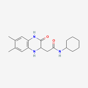 molecular formula C18H25N3O2 B2525850 N-cyclohexyl-2-(6,7-dimethyl-3-oxo-1,2,3,4-tetrahydroquinoxalin-2-yl)acetamide CAS No. 1008038-58-1