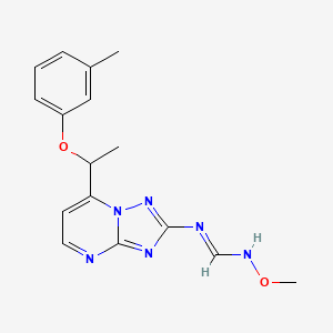 molecular formula C16H18N6O2 B2525861 (E)-N'-methoxy-N-{7-[1-(3-methylphenoxy)ethyl]-[1,2,4]triazolo[1,5-a]pyrimidin-2-yl}methanimidamide CAS No. 477865-51-3