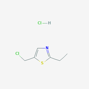 molecular formula C6H9Cl2NS B2525863 5-(氯甲基)-2-乙基-1,3-噻唑；盐酸盐 CAS No. 861135-56-0