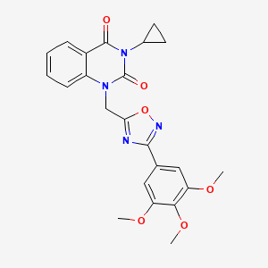 molecular formula C23H22N4O6 B2525874 3-cyclopropyl-1-((3-(3,4,5-trimethoxyphenyl)-1,2,4-oxadiazol-5-yl)methyl)quinazoline-2,4(1H,3H)-dione CAS No. 2194907-61-2