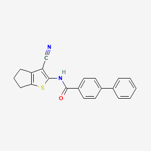 molecular formula C21H16N2OS B2525877 N-(3-cyano-5,6-dihydro-4H-cyclopenta[b]thiophen-2-yl)-4-phenylbenzamide CAS No. 312604-54-9